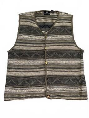Vintage Structure 90's Knit Vest with Button Front